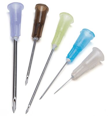 comprare Ago ipodermico monouso 13-38 mm | Ago per iniezione affilato in acciaio inossidabile di classe II approvato CE e ISO con mozzo con codice colore confezionato singolarmente al 100% fabbricazione online