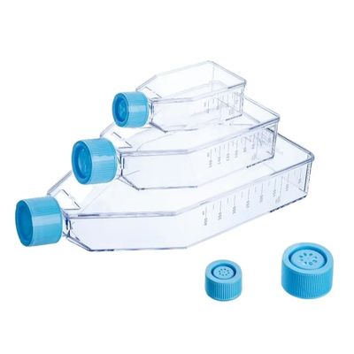 Buon prezzo Bottiglia di plastica sterile della coltura cellulare con la boccetta scaricata T25 T75 T175 della coltura cellulare della copertura in linea