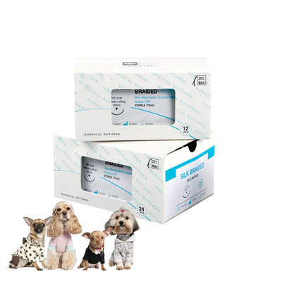 Buon prezzo Animali veterinari suture mediche di seta intrecciate non assorbibili con ago per chiusura della pelle dentale veterinaria e chirurgica in linea